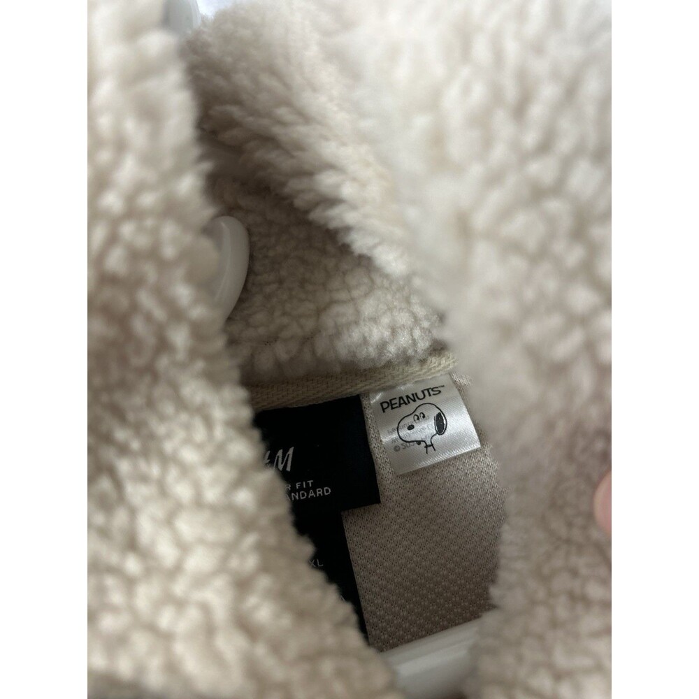 Rare VTG Peanuts H&M X Teddy Sherpa Fleece Hoodie Limited Edition Snoopy XL Mens - Picture 6 of 6